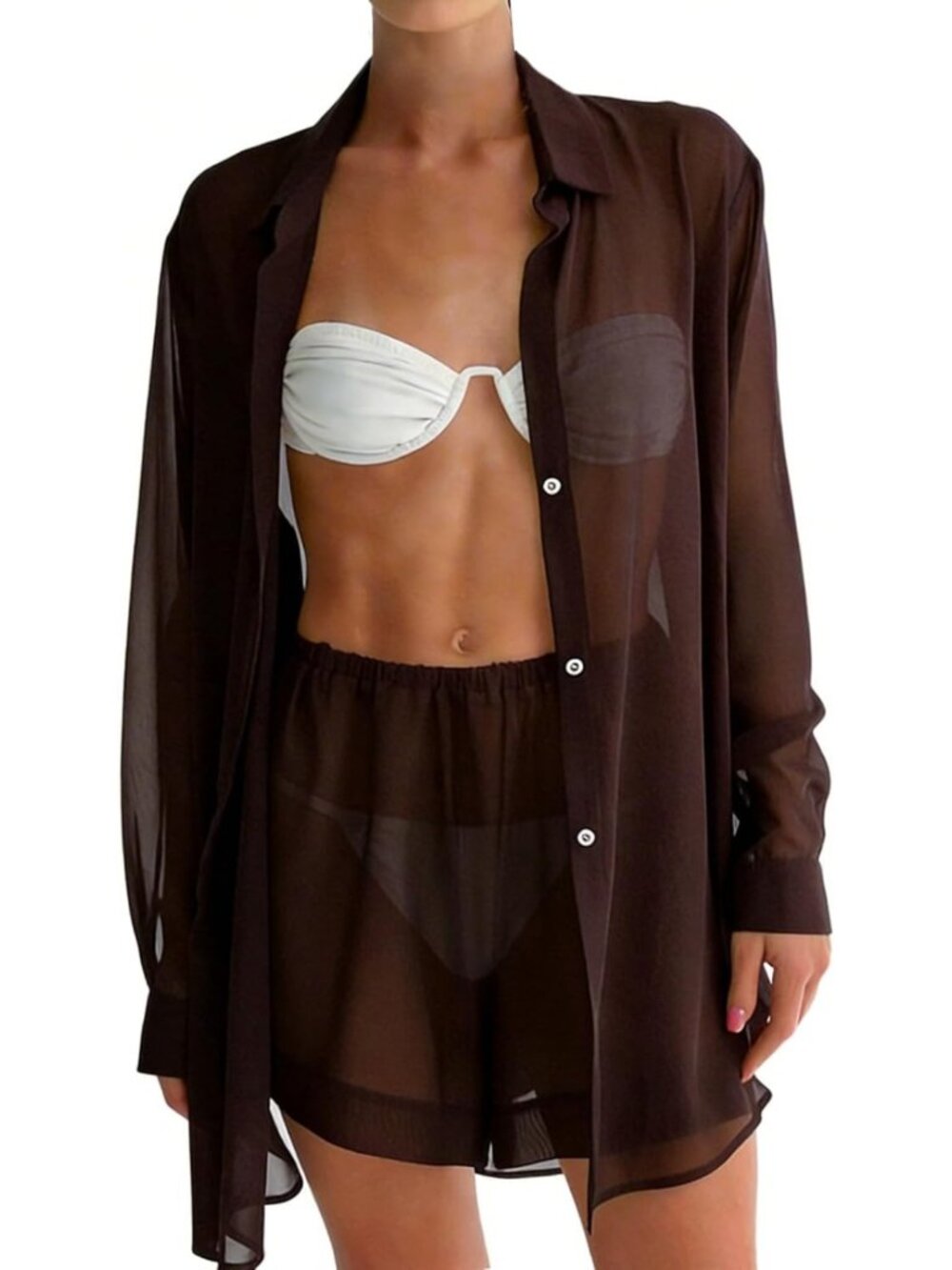 Sexy 2-Piece Sheer Cover-Up Set for Women | Flattering Swimsuit Outfit